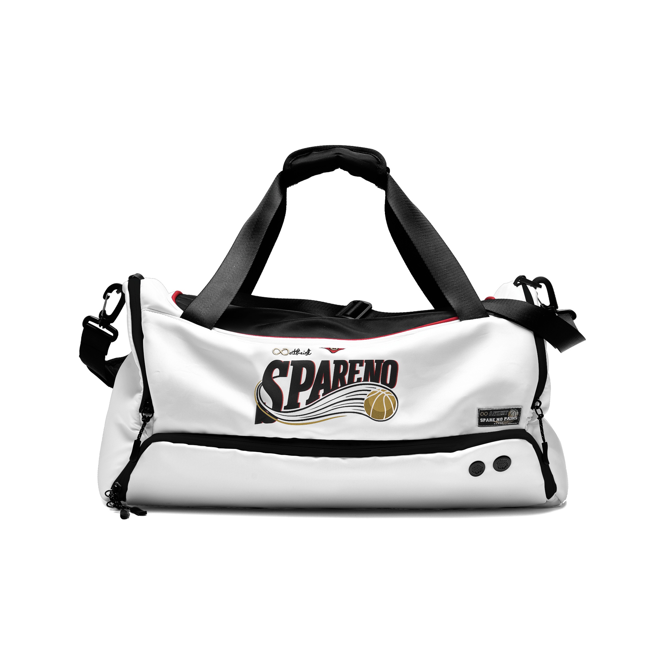 Spare No Pains Полиэстеровая баскетбольная сумка через плечо спортивная сумка большая унисекс белая, White 
Spare No Pains Полиэстеровая баскетбольная сумка через плечо спортивная сумка большая унисекс белая, White