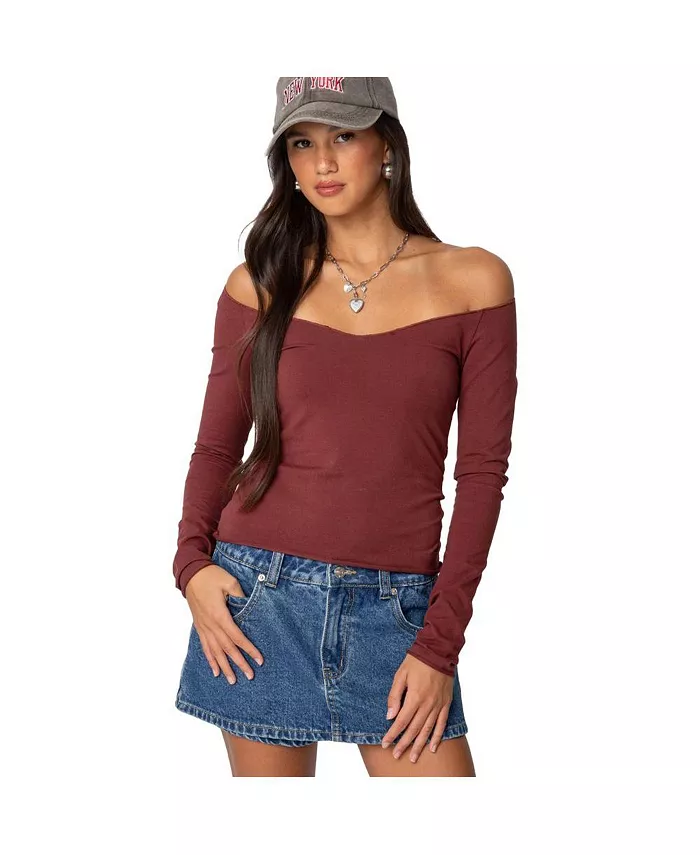 Женский топ Nattie с открытыми плечами и V-образным вырезом Edikted, красный
Женский топ Nattie с открытыми плечами и V-образным вырезом Edikted, красный