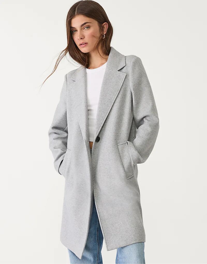 Мягкое пальто миди Stradivarius на пуговицах серого меланжа
Мягкое пальто миди Stradivarius на пуговицах серого меланжа