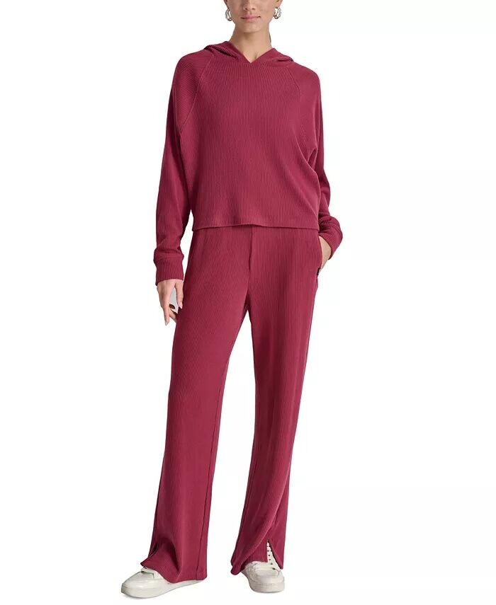 Спортивный женский ребристый свитшот с капюшоном DKNY, красный
Спортивный женский ребристый свитшот с капюшоном DKNY, красный