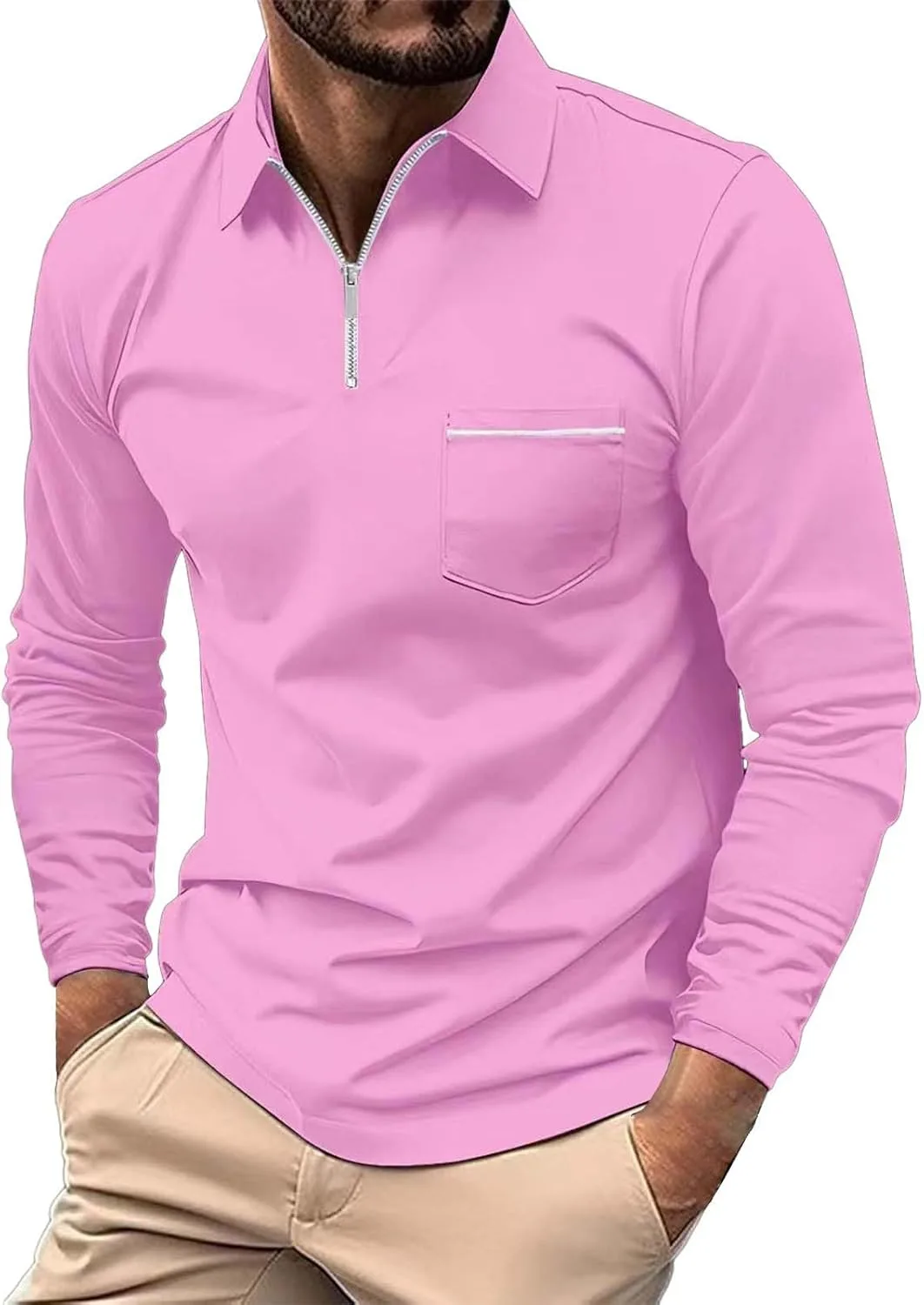 Мужская поло с молнией на четверть, Slim Fit, длинный рукав, эластичная ткань ESKNAS
Мужская поло с молнией на четверть, Slim Fit, длинный рукав, эластичная ткань ESKNAS
