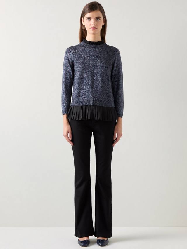 Вязаный джемпер мэри с плиссированными деталями L.K.Bennett, черный/разноцветный 
Вязаный джемпер мэри с плиссированными деталями L.K.Bennett, черный/разноцветный