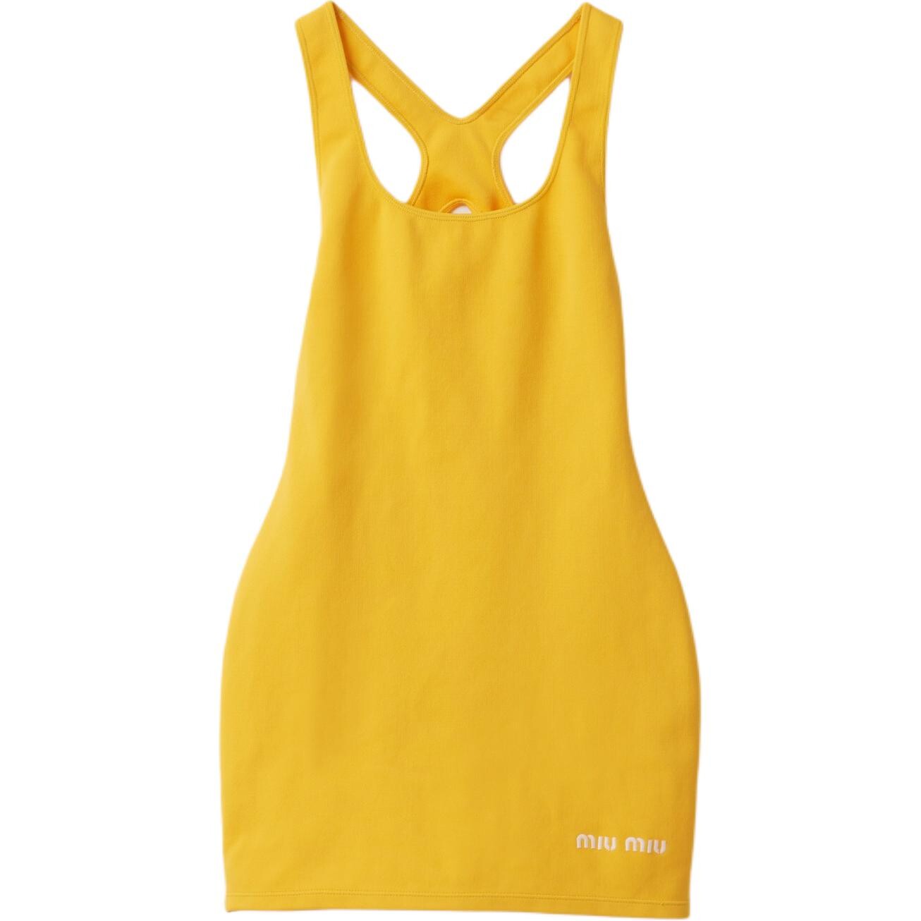 Платье без рукавов женское желтое Miu Miu 
Платье без рукавов женское желтое Miu Miu