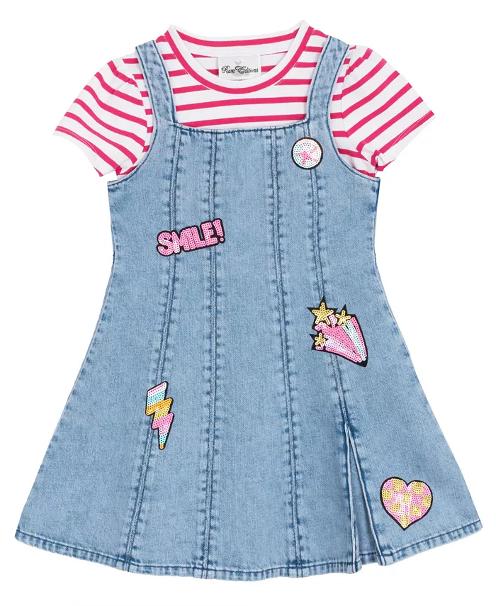 Комплект для малышек и девочек: футболка в полоску и джинсовое платье-сарафан (2 предмета) Sparkle & Shine
Комплект для малышек и девочек: футболка в полоску и джинсовое платье-сарафан (2 предмета) Sparkle & Shine