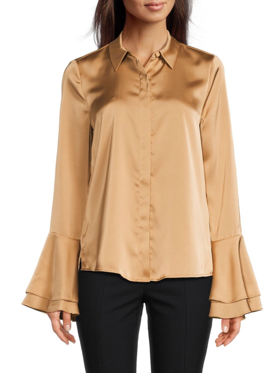 Атласная блузка Selma с пуговицами спереди Derek Lam 10 Crosby, цвет Fawn 
Атласная блузка Selma с пуговицами спереди Derek Lam 10 Crosby, цвет Fawn