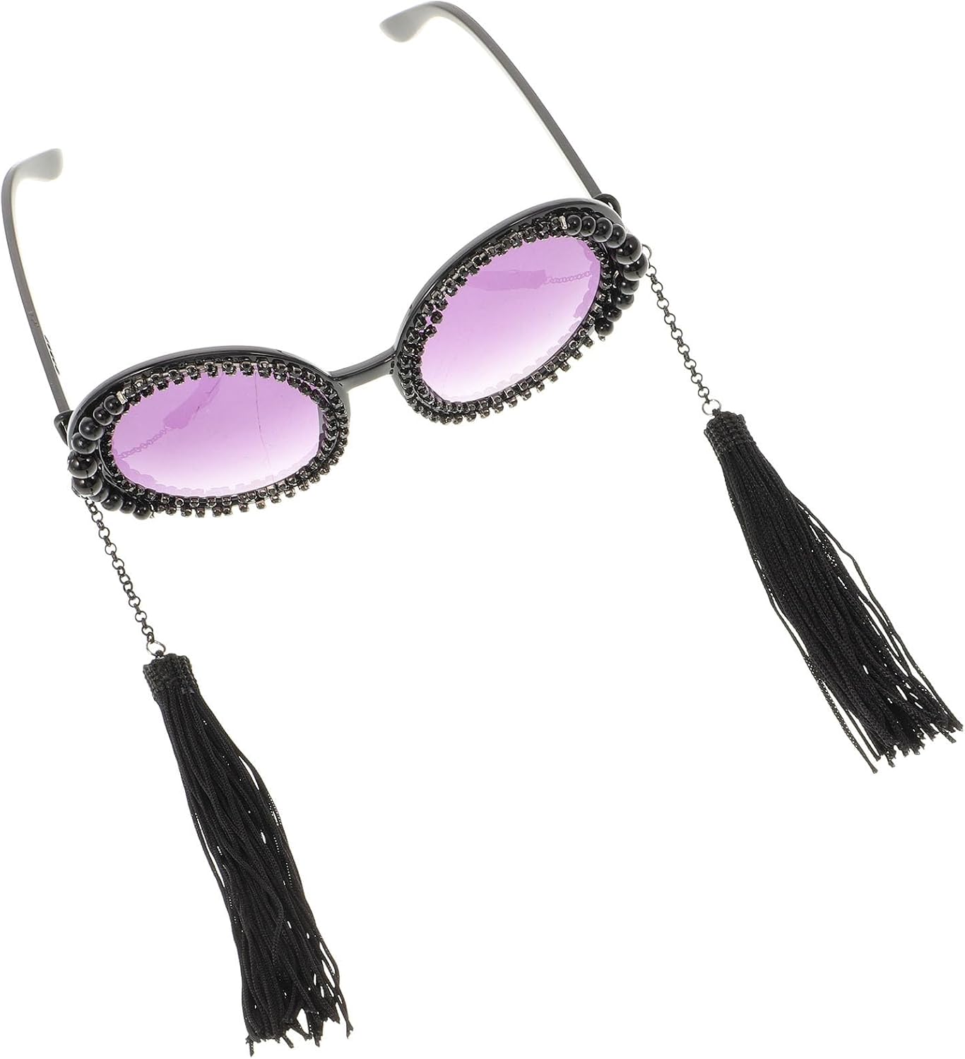 Винтажные круглые солнцезащитные очки с крупными кисточками для женщин, черная оправа, модные очки для вечеринок с жемчужным и стразовым декором, шикарный ретро-стиль Beavorty, Black
Винтажные круглые солнцезащитные очки с крупными кисточками для женщин, черная оправа, модные очки для вечеринок с жемчужным и стразовым декором, шикарный ретро-стиль Beavorty, Black