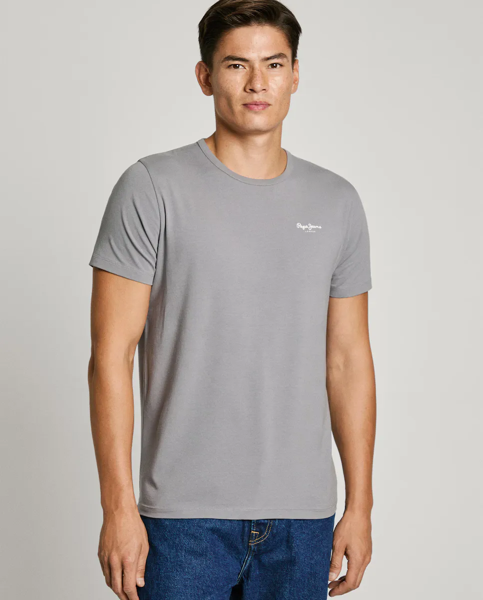 Мужская футболка с коротким рукавом и принтом логотипа Pepe Jeans, темно-серый 
Мужская футболка с коротким рукавом и принтом логотипа Pepe Jeans, темно-серый