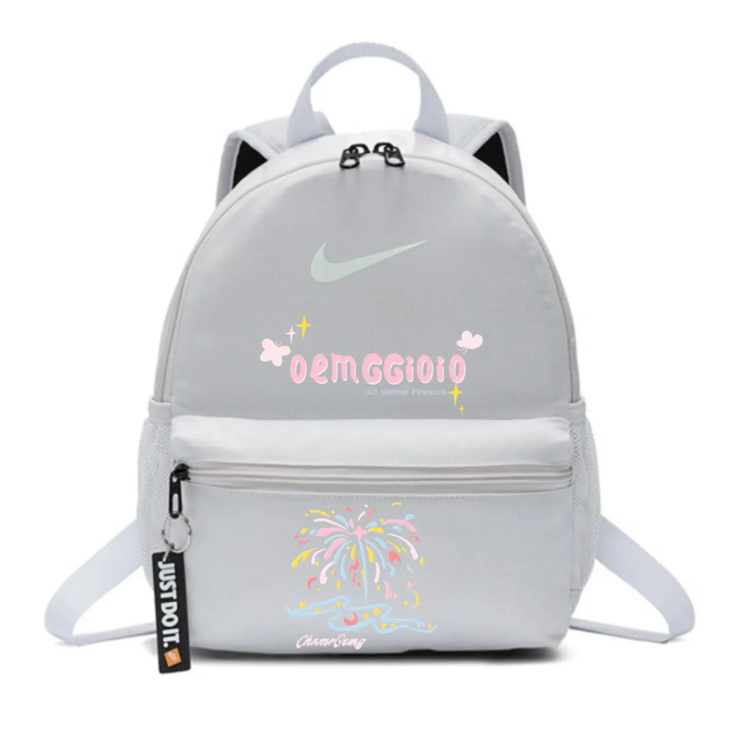 Nike Тканевый рюкзак женский серо-белый, Firework 
Nike Тканевый рюкзак женский серо-белый, Firework