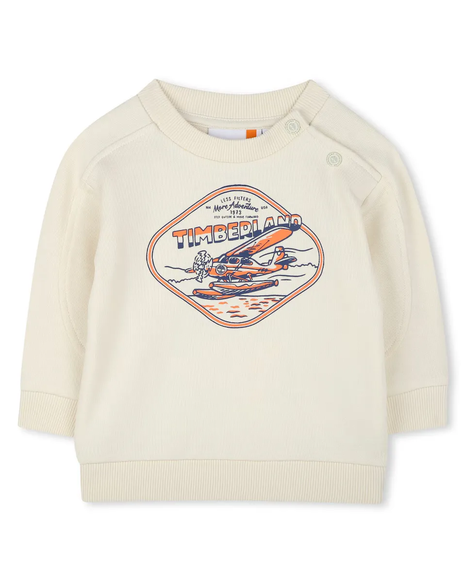 Свитшот для мальчика с длинными рукавами натурального цвета Timberland, цвет Crema 
Свитшот для мальчика с длинными рукавами натурального цвета Timberland, цвет Crema