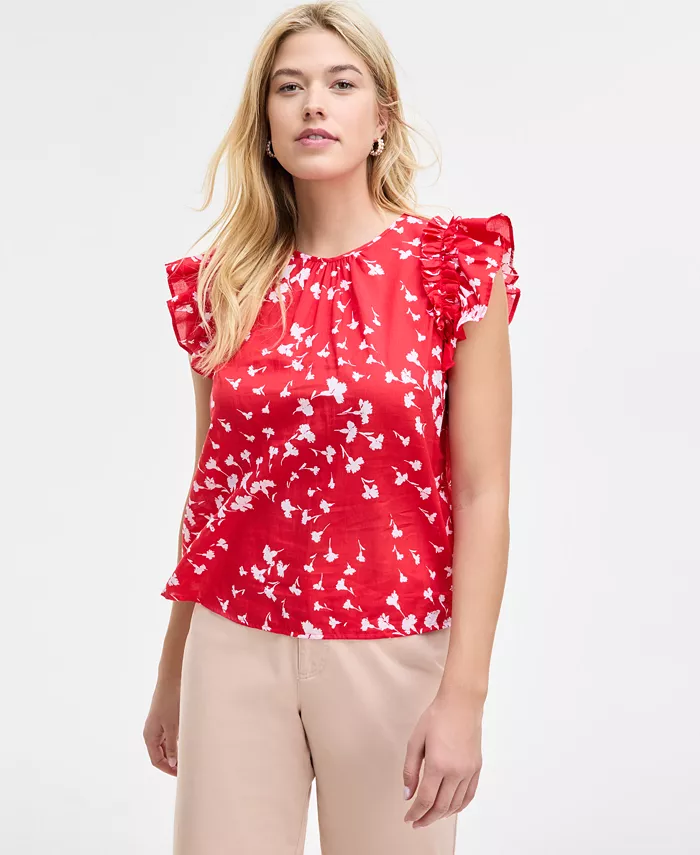 Женский топ с коротким рукавом и рюшами из вуали On 34th, красный
Женский топ с коротким рукавом и рюшами из вуали On 34th, красный