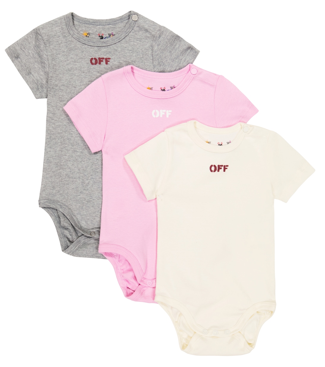 Детский комплект из 3 хлопковых боди Off-White Kids, разноцветный 
Детский комплект из 3 хлопковых боди Off-White Kids, разноцветный