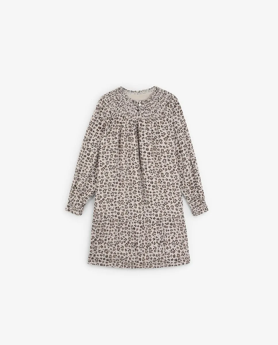 Платье с анималистичным принтом и слегка приспущенными длинными рукавами Scalpers, белый