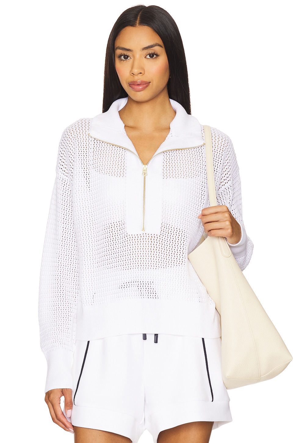 Полузастежка-молния вязаный пуловер Aurora Varley, white 
Полузастежка-молния вязаный пуловер Aurora Varley, white