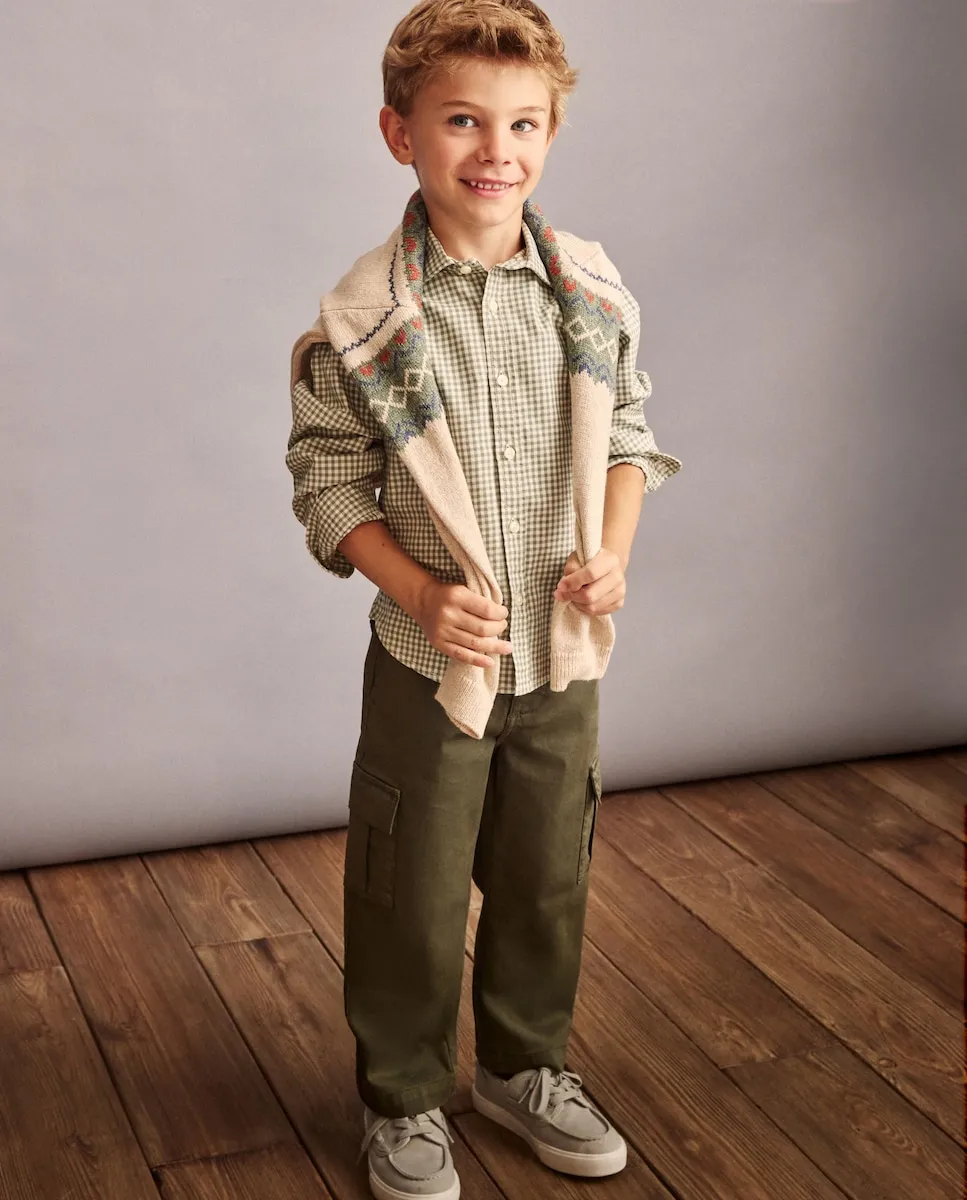 Детская рубашка с длинным рукавом в маленькую клетку Виши (4x4) Coconut El Corte Inglés, зеленый
Детская рубашка с длинным рукавом в маленькую клетку Виши (4x4) Coconut El Corte Inglés, зеленый