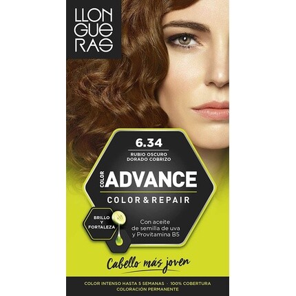 Color Advance Permanent Coloration 6.34 Золотистый Темно-русый, Llongueras
Color Advance Permanent Coloration 6.34 Золотистый Темно-русый, Llongueras