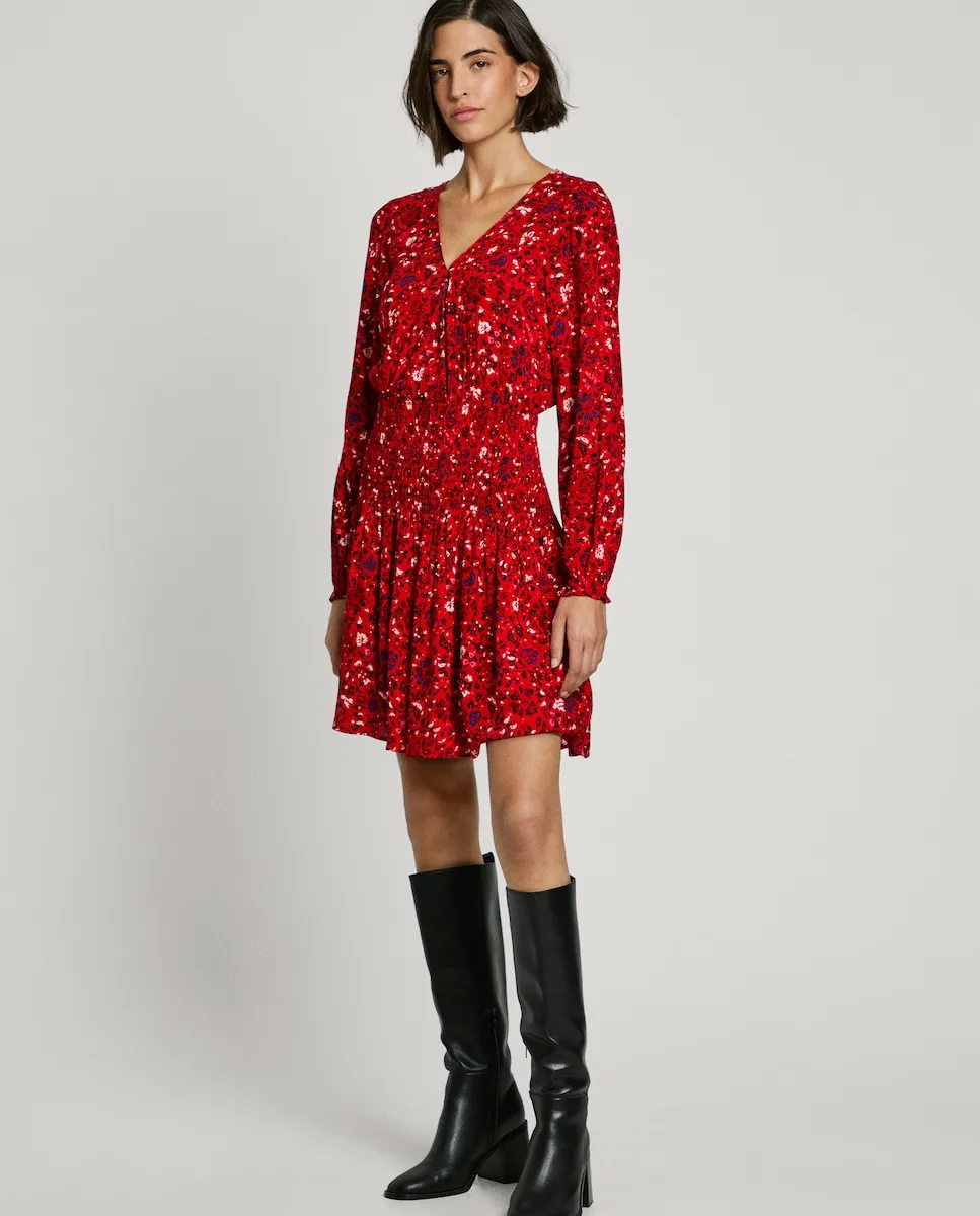 Короткое платье с V-образным вырезом и цветочным принтом Pepe Jeans, красный
Короткое платье с V-образным вырезом и цветочным принтом Pepe Jeans, красный