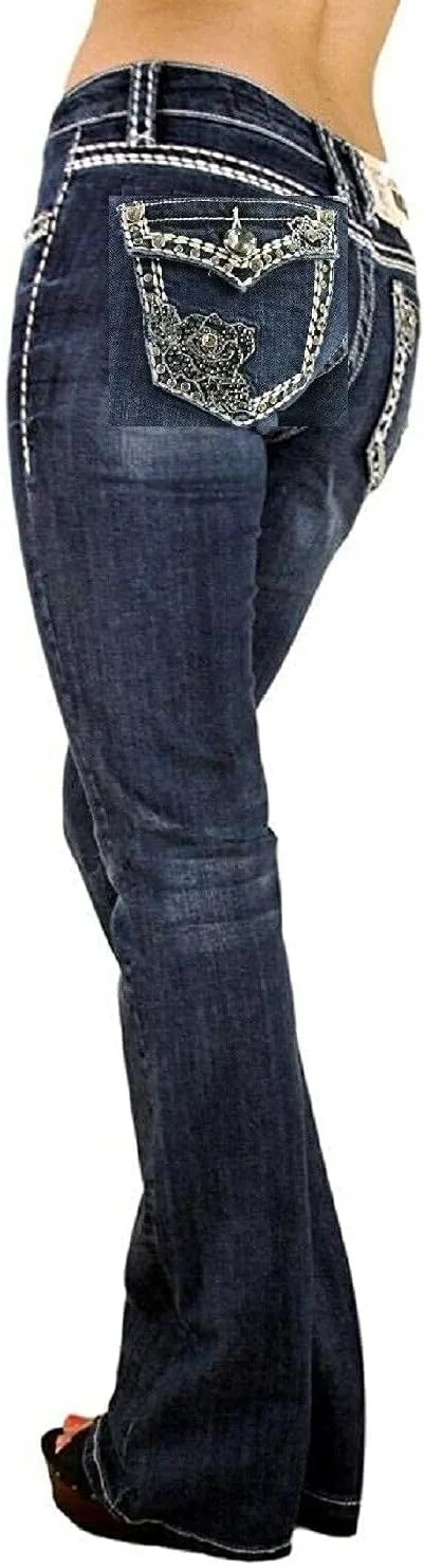 Джинсы bootcut с карманами-клапанами и стразами Rose 2 LA Idol
Джинсы bootcut с карманами-клапанами и стразами Rose 2 LA Idol