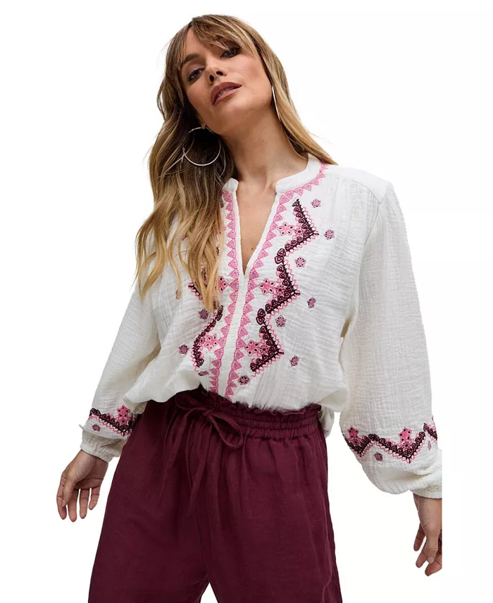 Женская вышитая блузка Dina с V-образным вырезом Raffya, белый
Женская вышитая блузка Dina с V-образным вырезом Raffya, белый