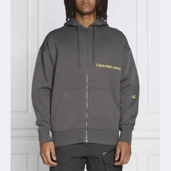 Толстовка обычного кроя на молнии со свободными местами Calvin Klein, серый 
Толстовка обычного кроя на молнии со свободными местами Calvin Klein, серый