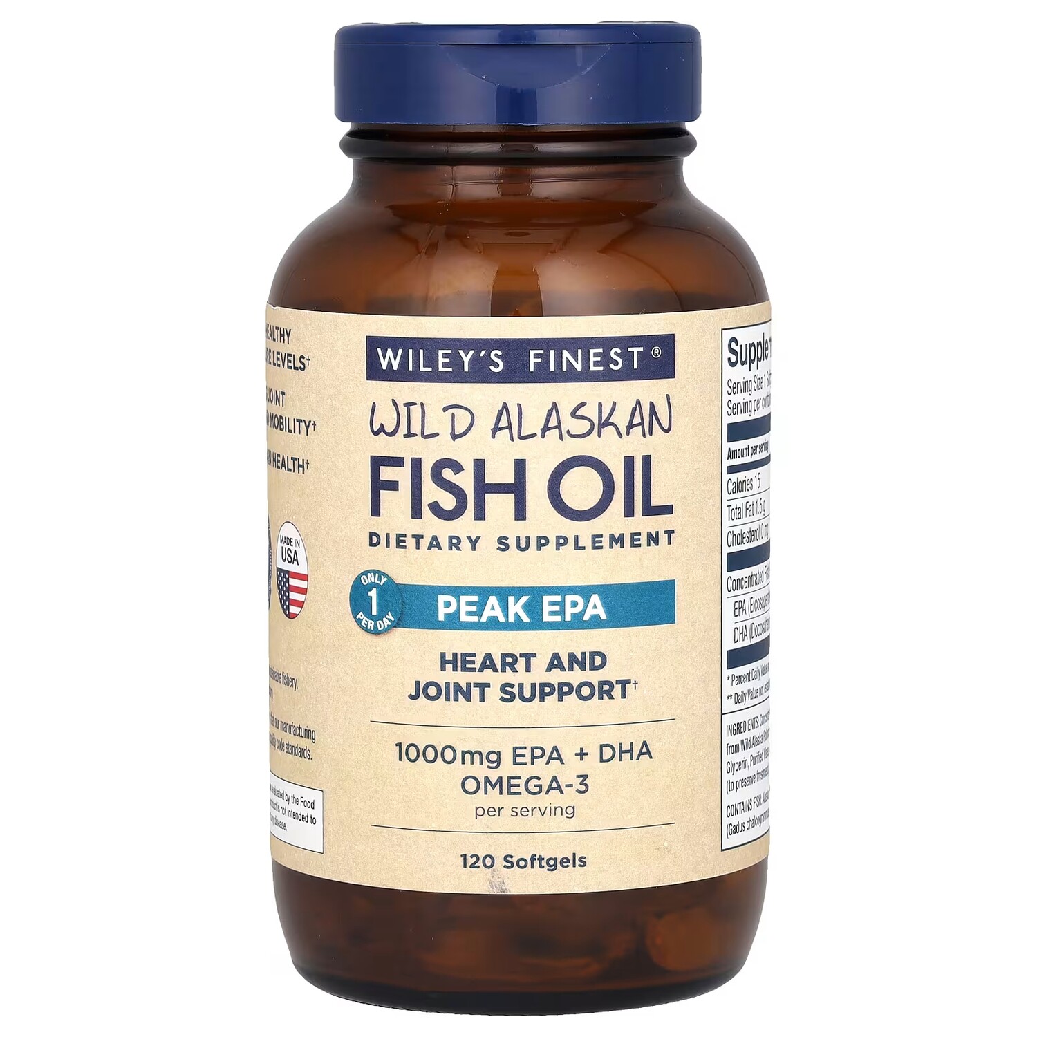 Добавка Wiley's Finest Wild Alaskan Fish Oil Peak EPA, 120 мягких таблеток
Добавка Wiley's Finest Wild Alaskan Fish Oil Peak EPA, 120 мягких таблеток