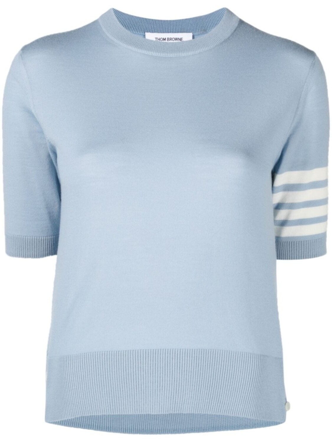 Трикотажный топ с высоким воротником и полосками 4-Bar Thom Browne, синий
Трикотажный топ с высоким воротником и полосками 4-Bar Thom Browne, синий