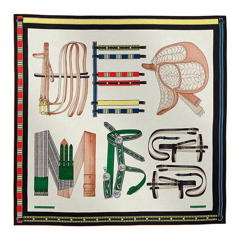 HERMES Кашемировая шелковая шаль женская бело-зелено-красная, White/Green/Red 
HERMES Кашемировая шелковая шаль женская бело-зелено-красная, White/Green/Red