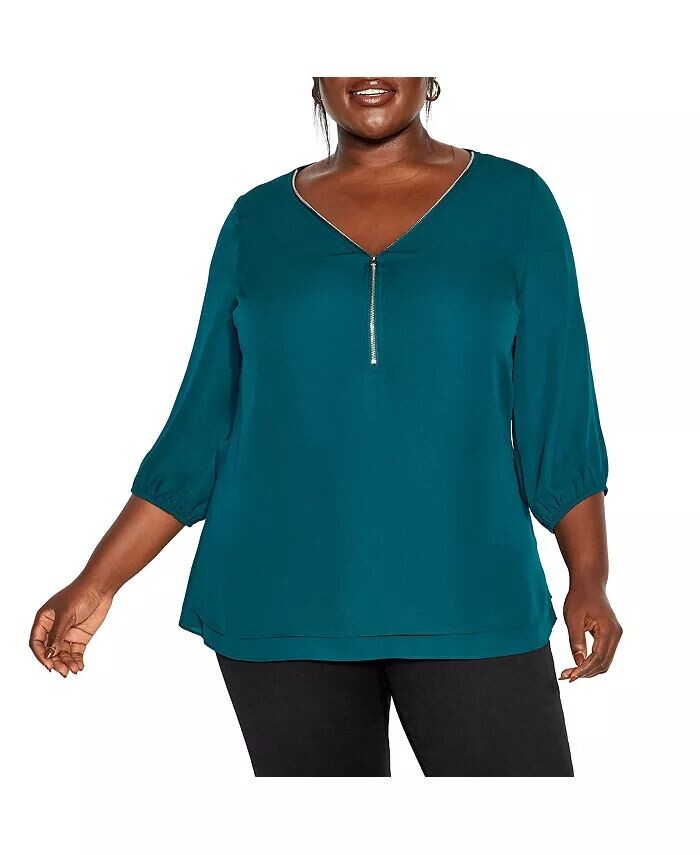 Женская мода свободный топ с рукавами до локтя и застежкой-молнией на шею CITY CHIC, зеленый
Женская мода свободный топ с рукавами до локтя и застежкой-молнией на шею CITY CHIC, зеленый