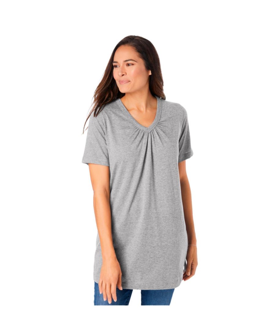 Туника с короткими рукавами и V-образным вырезом от Plus Size Within Perfect Woman Within, Heather grey
Туника с короткими рукавами и V-образным вырезом от Plus Size Within Perfect Woman Within, Heather grey