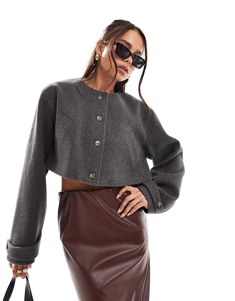 Укороченная куртка без воротника из смеси шерсти в угольном цвете ASOS DESIGN, Черный, Укороченная куртка без воротника из смеси шерсти в угольном цвете ASOS DESIGN
Укороченная куртка без воротника из смеси шерсти в угольном цвете ASOS DESIGN, Черный, Укороченная куртка без воротника из смеси шерсти в угольном цвете ASOS DESIGN