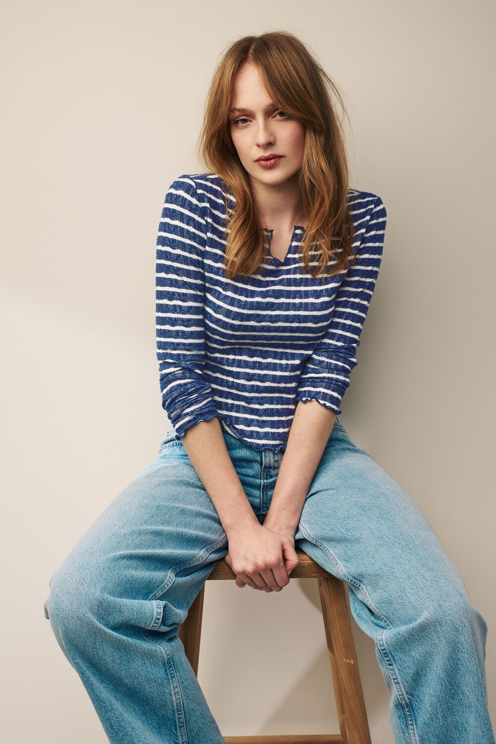 Блузка в фактурную полоску с длинными рукавами и вырезом спереди Next, синий
Блузка в фактурную полоску с длинными рукавами и вырезом спереди Next, синий