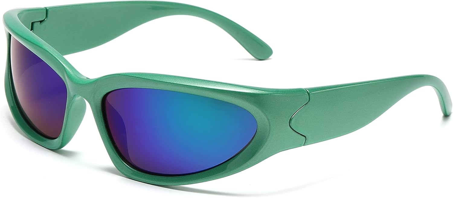 Спортивные солнцезащитные очки обтекаемой формы для мужчин и женщин, в стиле Y2k, солнцезащитные очки-маска, защита от УФ-излучения UV400 Kyiduo, Green Frame/Green Lens
Спортивные солнцезащитные очки обтекаемой формы для мужчин и женщин, в стиле Y2k, солнцезащитные очки-маска, защита от УФ-излучения UV400 Kyiduo, Green Frame/Green Lens