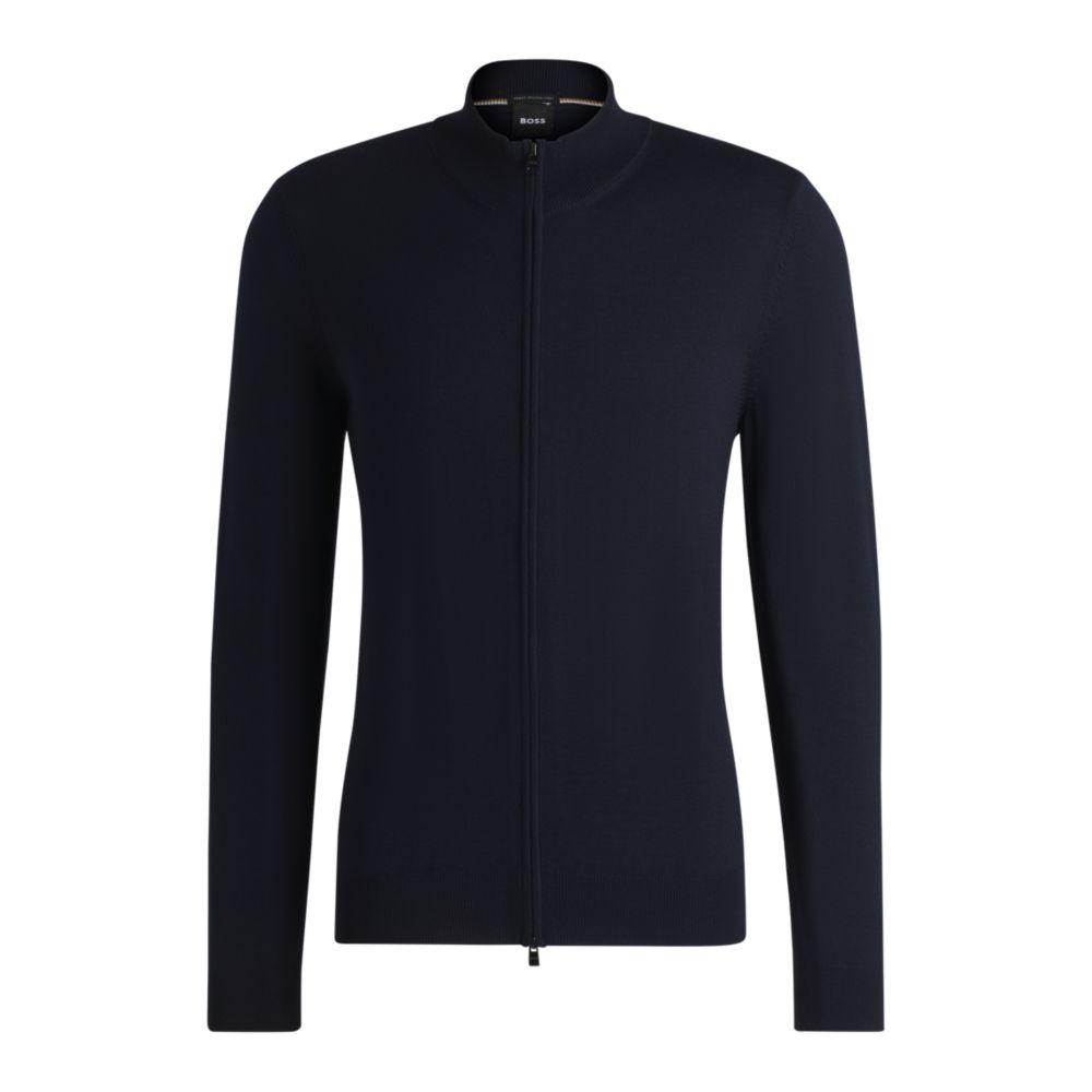 Кардиган из натуральной шерсти, прямого кроя BOSS, темно-синий 
Кардиган из натуральной шерсти, прямого кроя BOSS, темно-синий