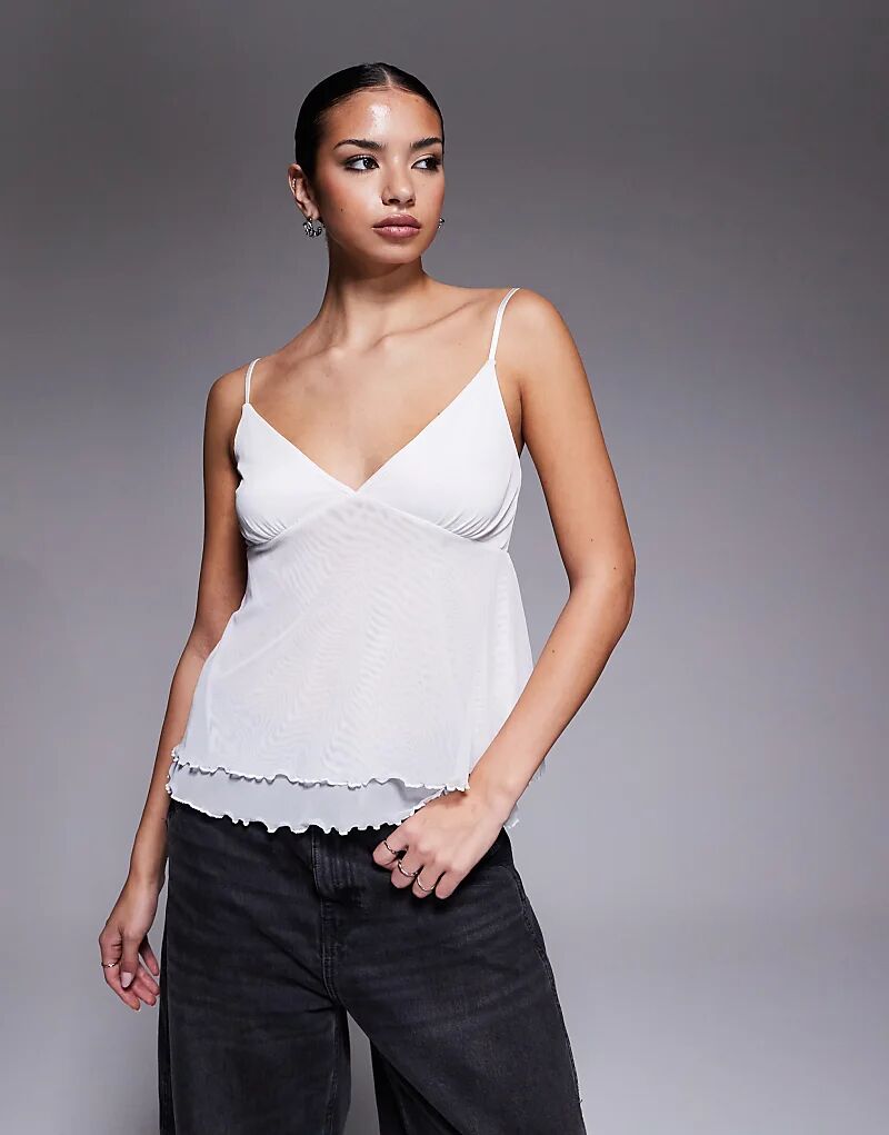 Топ Fashionkilla с сетчатым верхом и салатовым краем, баской, белый
Топ Fashionkilla с сетчатым верхом и салатовым краем, баской, белый