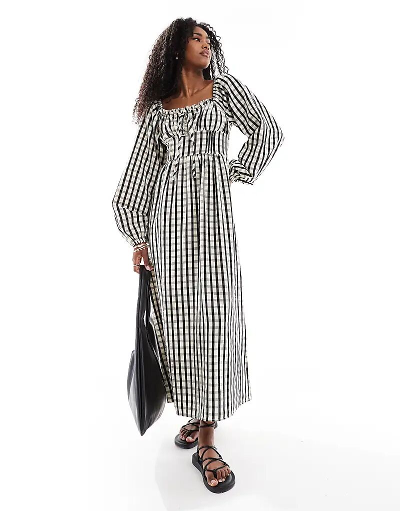 Платье мидакси Daisy Street с длинными рукавами и присборенным лифом в черную клетку виши
Платье мидакси Daisy Street с длинными рукавами и присборенным лифом в черную клетку виши