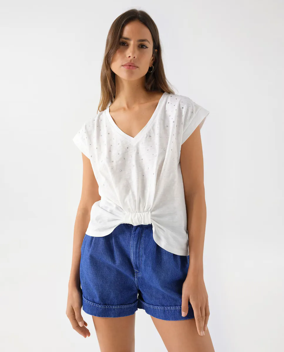 Женская футболка с короткими рукавами и блестящими деталями Salsa Jeans, белый
Женская футболка с короткими рукавами и блестящими деталями Salsa Jeans, белый