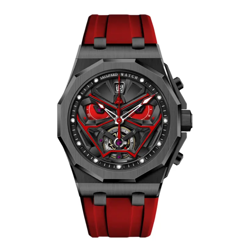 SAULPARD Часы Quartz Movement Watch Unisex Green Dial, Black & Red Silicone Strap
SAULPARD Часы Quartz Movement Watch Unisex Green Dial, Black & Red Silicone Strap