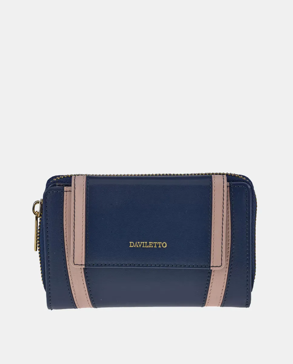 Женский кожаный кошелек на молнии Daviletto, темно-синий
Женский кожаный кошелек на молнии Daviletto, темно-синий