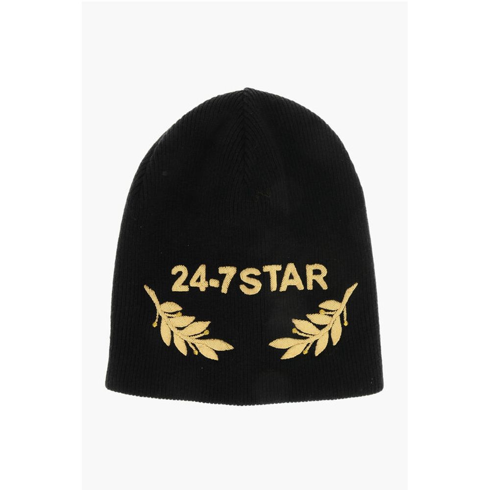 Шерстяная шапка 24-7 STAR с контрастной отделкой Dsquared2, Black 
Шерстяная шапка 24-7 STAR с контрастной отделкой Dsquared2, Black