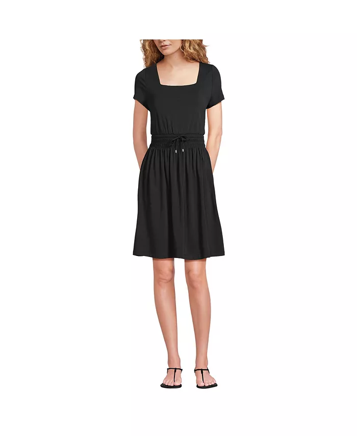 Женское платье из хлопка и модала со сборкой на талии Lands' End, черный
Женское платье из хлопка и модала со сборкой на талии Lands' End, черный