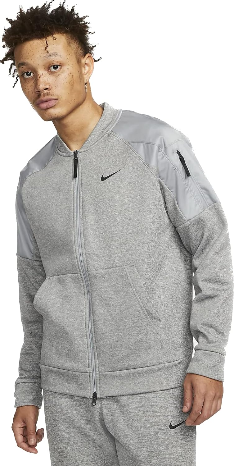 Мужская тренировочная куртка-бомбер с застежкой-молнией Nike Therma-FIT, Dark Grey Heather/Particle Grey/Black
Мужская тренировочная куртка-бомбер с застежкой-молнией Nike Therma-FIT, Dark Grey Heather/Particle Grey/Black