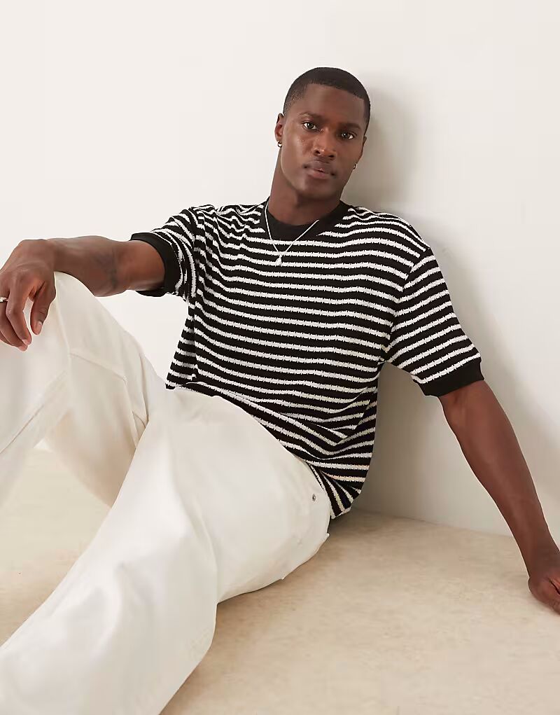 Свободная футболка свободного кроя ASOS DESIGN в черно-белую фактурную полоску
Свободная футболка свободного кроя ASOS DESIGN в черно-белую фактурную полоску