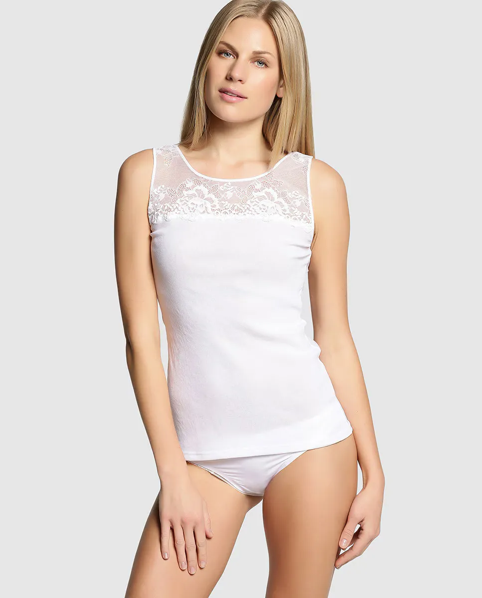 Женская майка Janira с тюлем и кружевом, белый
Женская майка Janira с тюлем и кружевом, белый