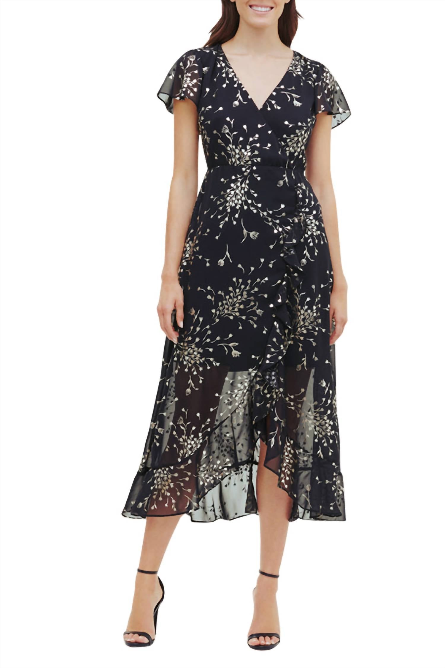 Платье из шифона с короткими рукавами черного цвета Kensie
Платье из шифона с короткими рукавами черного цвета Kensie