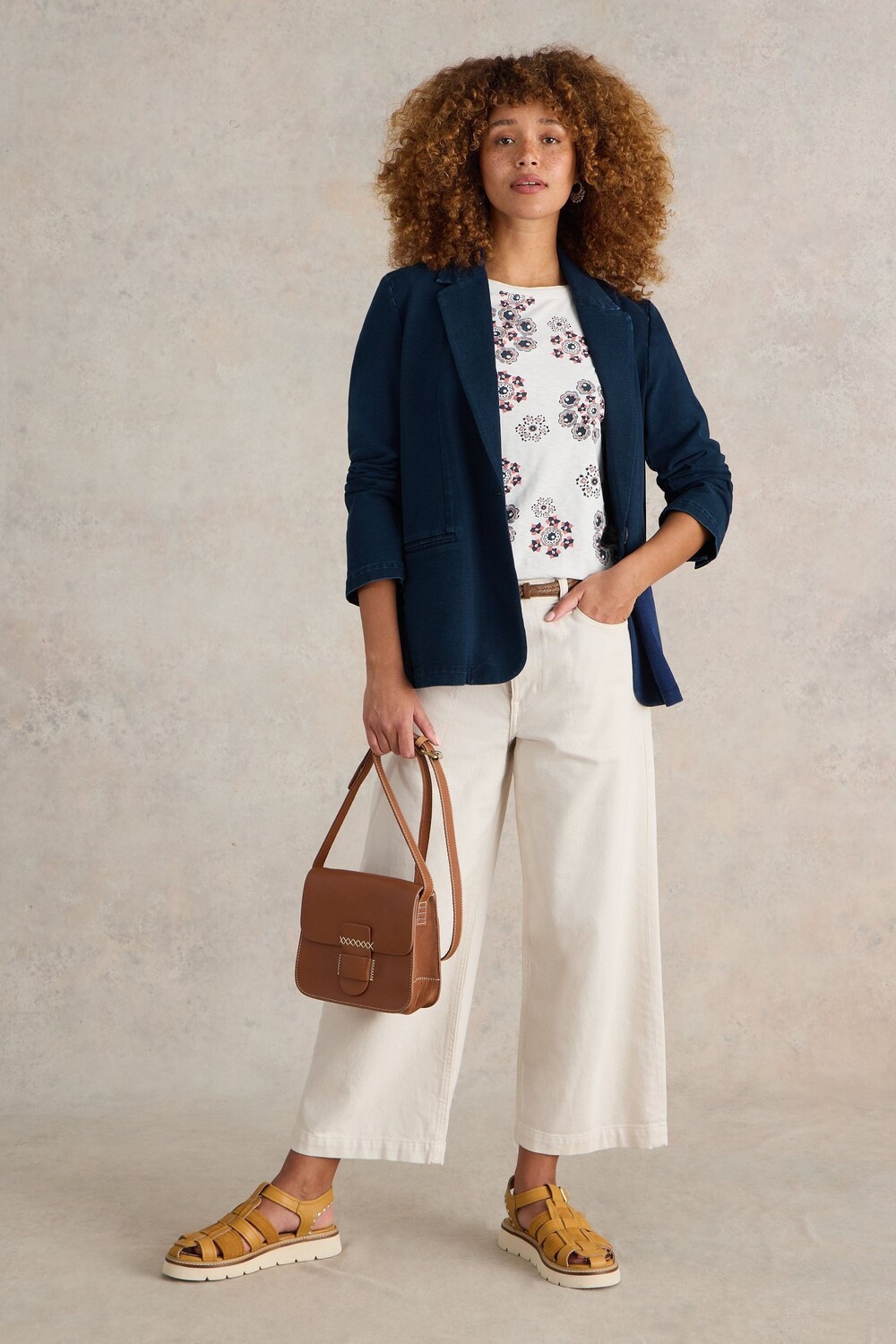 Блейзер из хлопкового джерси Evelyn White Stuff, синий 
Блейзер из хлопкового джерси Evelyn White Stuff, синий