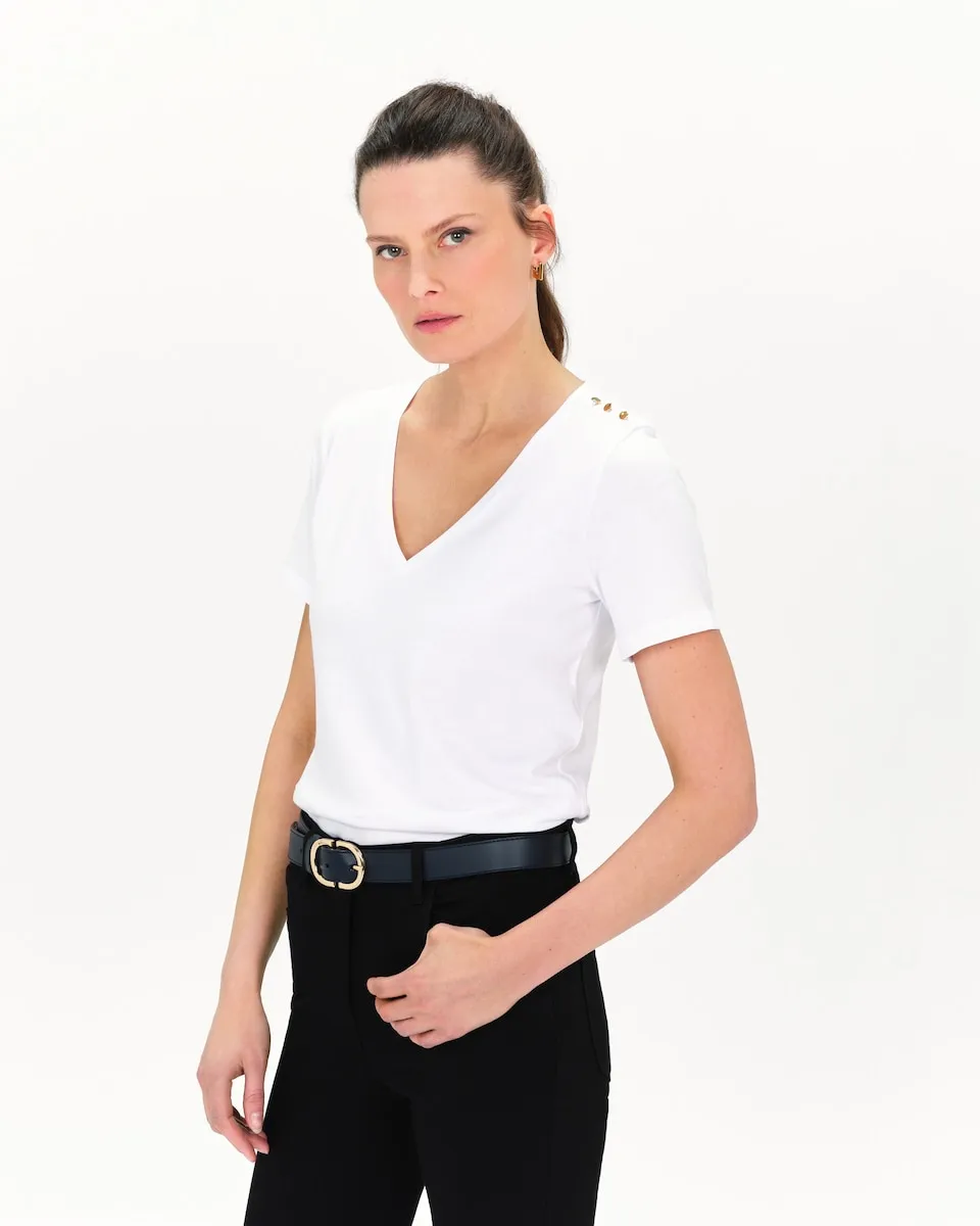 Женская футболка с коротким рукавом и декоративными пуговицами Caroll, белый
Женская футболка с коротким рукавом и декоративными пуговицами Caroll, белый