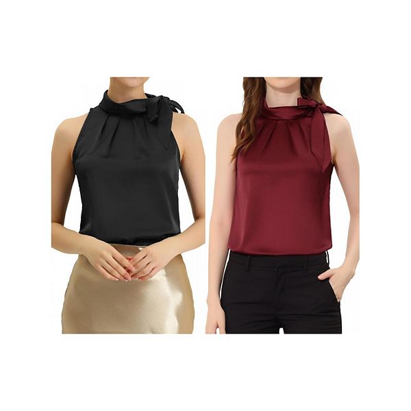 2 упаковки женской элегантной блузки с атласным бантом и воротником-стойкой Inspire Chic, Burgundy Black
2 упаковки женской элегантной блузки с атласным бантом и воротником-стойкой Inspire Chic, Burgundy Black