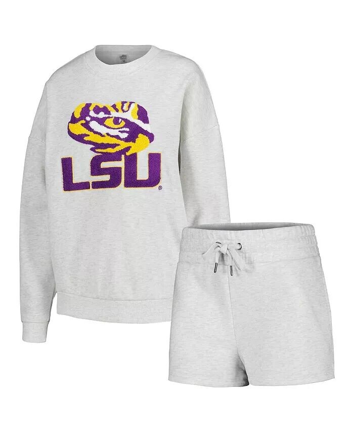 Женский комплект для сна Ash LSU Tigers Team Effort, свитер и шорты Gameday Couture
Женский комплект для сна Ash LSU Tigers Team Effort, свитер и шорты Gameday Couture