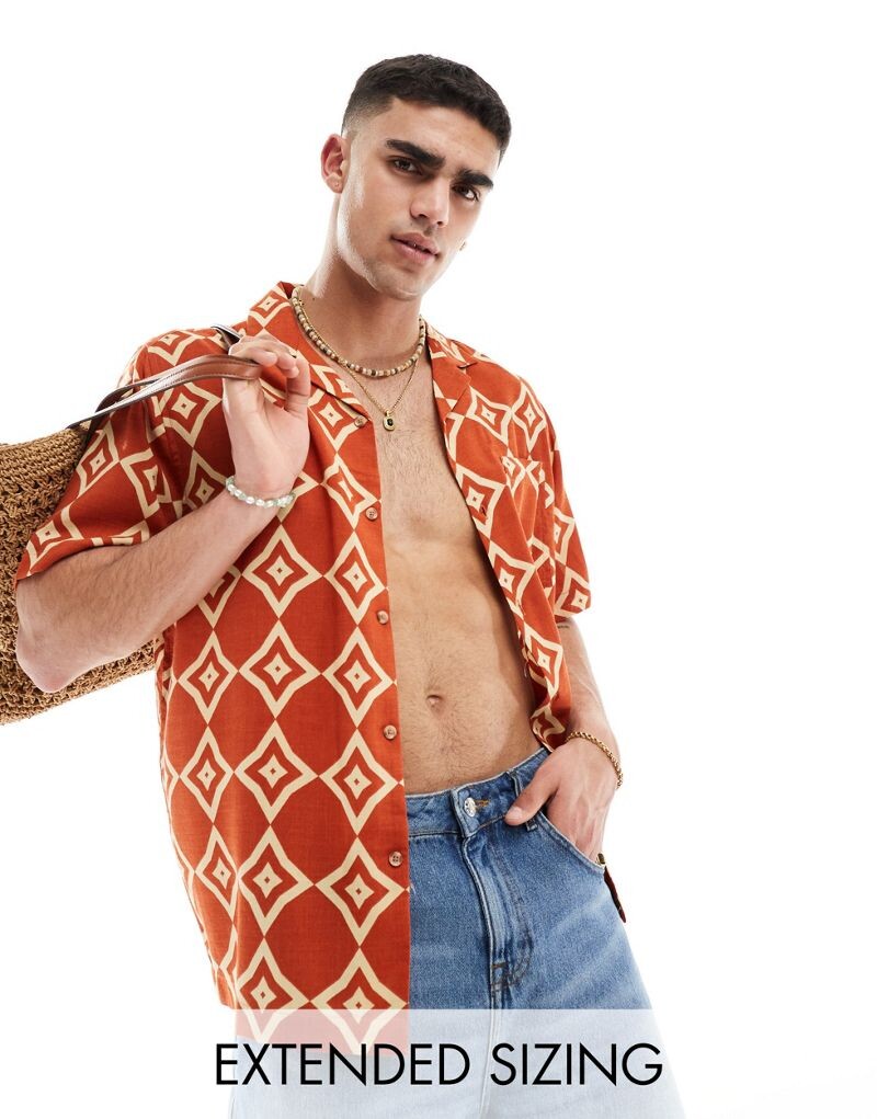 ASOS DESIGN — рубашка свободного кроя с лацканами и геометрическим принтом
ASOS DESIGN — рубашка свободного кроя с лацканами и геометрическим принтом