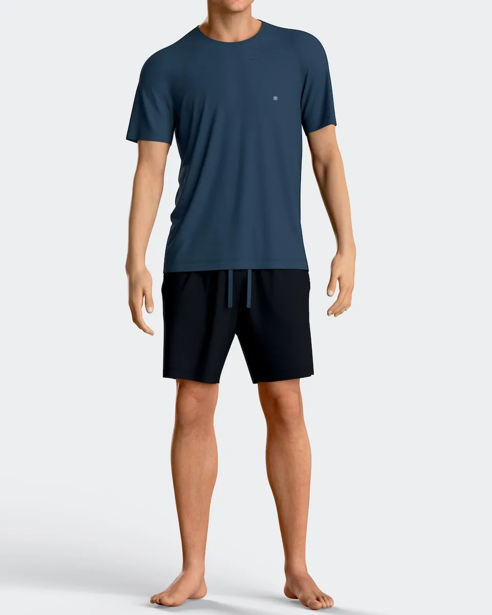 Мужская пижама с короткими рукавами из трикотажа с вышивкой на груди Impetus, синий
Мужская пижама с короткими рукавами из трикотажа с вышивкой на груди Impetus, синий