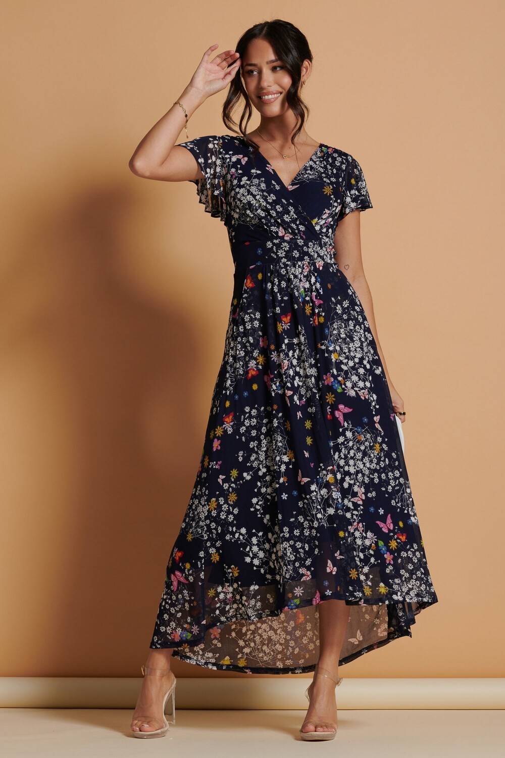 Сетчатое платье макси с V-образным вырезом Jolie Moi, синий
Сетчатое платье макси с V-образным вырезом Jolie Moi, синий